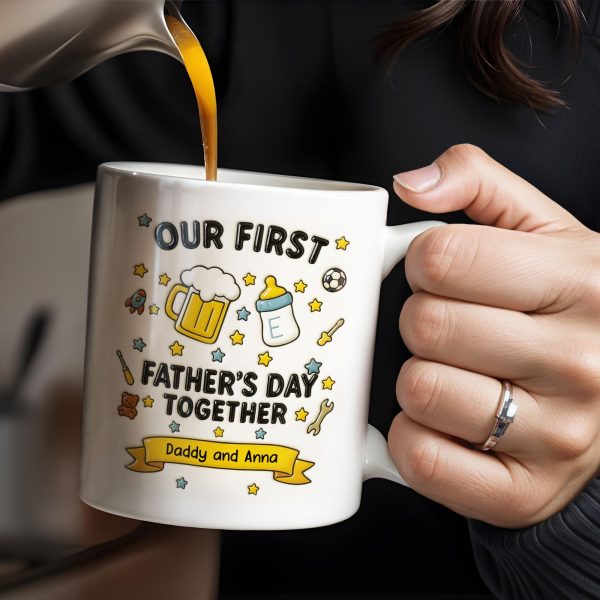 Our First Father's Day Together, Beer Mug and Baby Bottle - Personalized Custom Coffee Mug - DAD126_MG Our First Father's Day Together, Beer Mug and Baby Bottle - Personalized Custom Coffee Mug - DAD126_MG