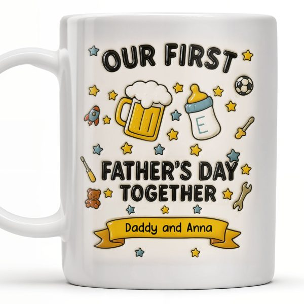 Our First Father's Day Together, Beer Mug and Baby Bottle - Personalized Custom Coffee Mug - DAD126_MG Our First Father's Day Together, Beer Mug and Baby Bottle - Personalized Custom Coffee Mug - DAD126_MG