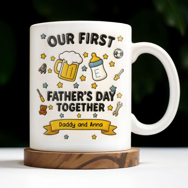 Our First Father's Day Together, Beer Mug and Baby Bottle - Personalized Custom Coffee Mug - DAD126_MG Our First Father's Day Together, Beer Mug and Baby Bottle - Personalized Custom Coffee Mug - DAD126_MG