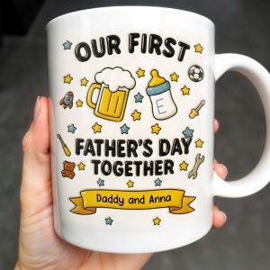 Our First Father's Day Together, Beer Mug and Baby Bottle - Personalized Custom Coffee Mug - DAD126_MG