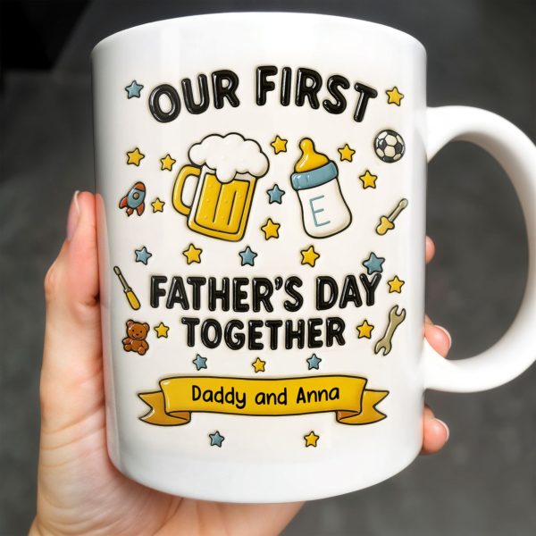 Our First Father's Day Together, Beer Mug and Baby Bottle - Personalized Custom Coffee Mug - DAD126_MG Our First Father's Day Together, Beer Mug and Baby Bottle - Personalized Custom Coffee Mug - DAD126_MG