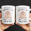 Our First Mother's Day, Mom and Lucia Together, Baby Feet and Hearts - Personalized Custom Coffee Mug - MOM094_MG Our First Mother's Day, Mom and Lucia Together, Baby Feet and Hearts - Personalized Custom Coffee Mug - MOM094_MG