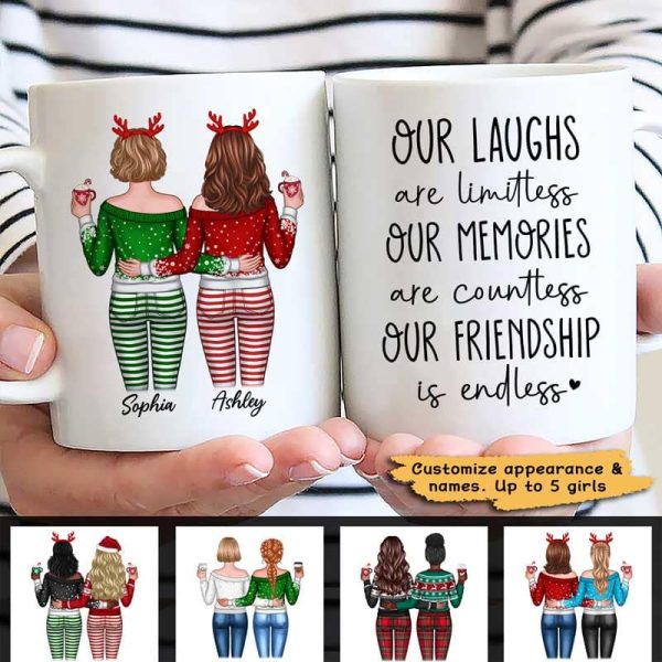 Our Friendship Is Endless Besties Back View Christmas Personalized Mug Our Friendship Is Endless Besties Back View Christmas Personalized Mug