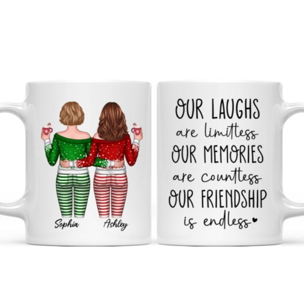 Our Friendship Is Endless Besties Back View Christmas Personalized Mug Our Friendship Is Endless Besties Back View Christmas Personalized Mug