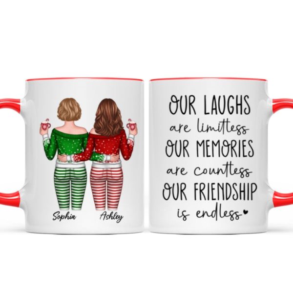 Our Friendship Is Endless Besties Back View Christmas Personalized Mug Our Friendship Is Endless Besties Back View Christmas Personalized Mug