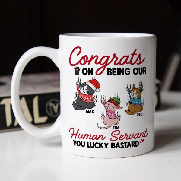 Our Human Servant, Personalized Mug, Christmas Gifts For Cat Lovers, 241123