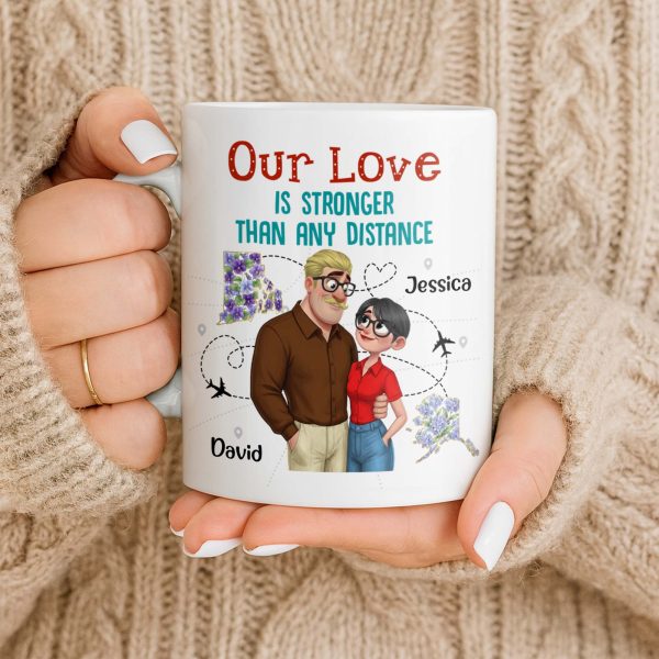 Our Love Is Stronger Than Any Distance Cartoon Couple Mug - Personalized Custom Coffee Mug - CPL1341_MG Our Love Is Stronger Than Any Distance Cartoon Couple Mug - Personalized Custom Coffee Mug - CPL1341_MG