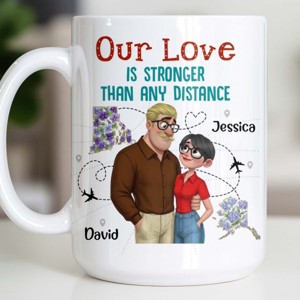 Our Love Is Stronger Than Any Distance Cartoon Couple Mug - Personalized Custom Coffee Mug - CPL1341_MG Our Love Is Stronger Than Any Distance Cartoon Couple Mug - Personalized Custom Coffee Mug - CPL1341_MG
