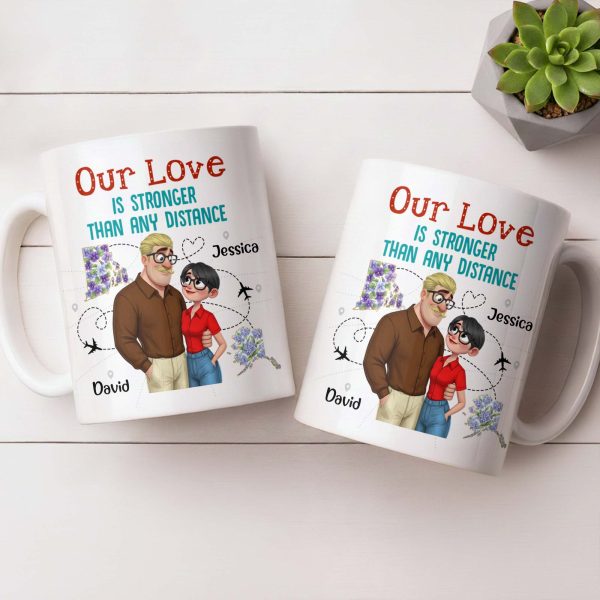 Our Love Is Stronger Than Any Distance Cartoon Couple Mug - Personalized Custom Coffee Mug - CPL1341_MG Our Love Is Stronger Than Any Distance Cartoon Couple Mug - Personalized Custom Coffee Mug - CPL1341_MG