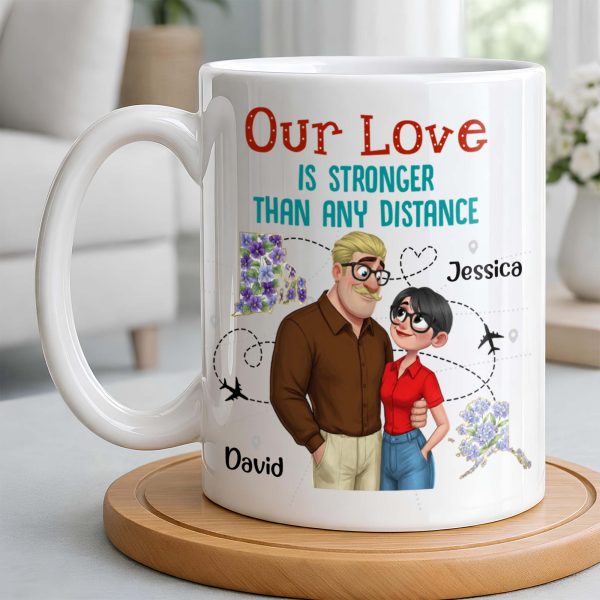 Our Love Is Stronger Than Any Distance Cartoon Couple Mug - Personalized Custom Coffee Mug - CPL1341_MG Our Love Is Stronger Than Any Distance Cartoon Couple Mug - Personalized Custom Coffee Mug - CPL1341_MG