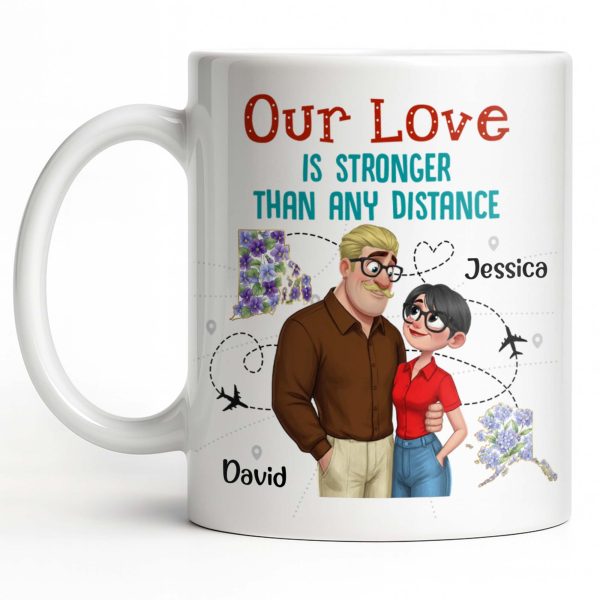 Our Love Is Stronger Than Any Distance Cartoon Couple Mug - Personalized Custom Coffee Mug - CPL1341_MG Our Love Is Stronger Than Any Distance Cartoon Couple Mug - Personalized Custom Coffee Mug - CPL1341_MG
