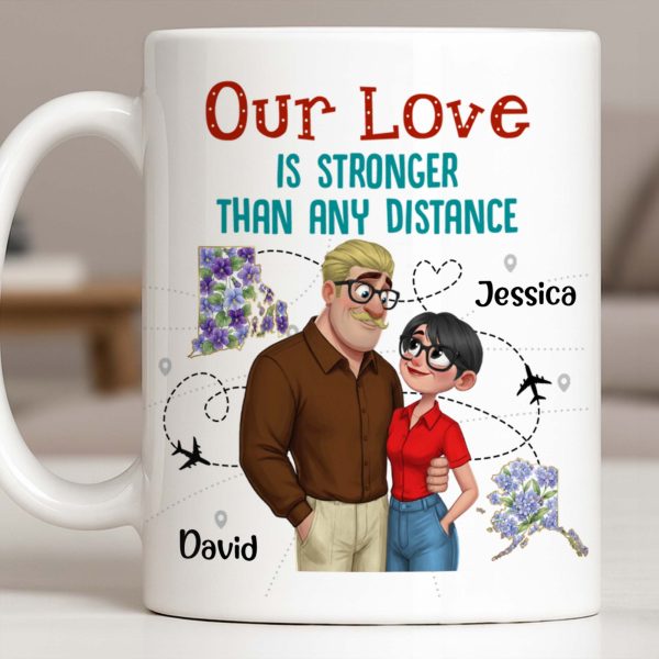 Our Love Is Stronger Than Any Distance Cartoon Couple Mug - Personalized Custom Coffee Mug - CPL1341_MG Our Love Is Stronger Than Any Distance Cartoon Couple Mug - Personalized Custom Coffee Mug - CPL1341_MG