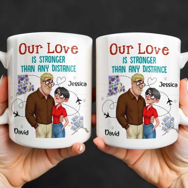 Our Love Is Stronger Than Any Distance Cartoon Couple Mug - Personalized Custom Coffee Mug - CPL1341_MG Our Love Is Stronger Than Any Distance Cartoon Couple Mug - Personalized Custom Coffee Mug - CPL1341_MG