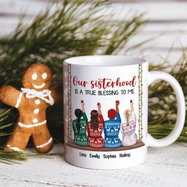 Our Sisterhood Is A True Blessing To Me Personalized Sisters Mug, Gift For Friends