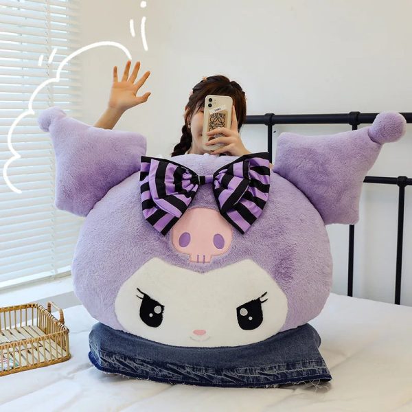 Oversized Kuromi & Melody Plush Pillow - Cute Cartoon Cushion Gift