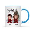Pajama Doll Couple Sitting Beside Christmas Tree Personalized Mug Pajama Doll Couple Sitting Beside Christmas Tree Personalized Mug