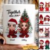 Pajama Doll Couple Sitting Beside Christmas Tree Personalized Mug Pajama Doll Couple Sitting Beside Christmas Tree Personalized Mug