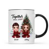 Pajama Doll Couple Sitting Beside Christmas Tree Personalized Mug Pajama Doll Couple Sitting Beside Christmas Tree Personalized Mug