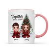 Pajama Doll Couple Sitting Beside Christmas Tree Personalized Mug Pajama Doll Couple Sitting Beside Christmas Tree Personalized Mug