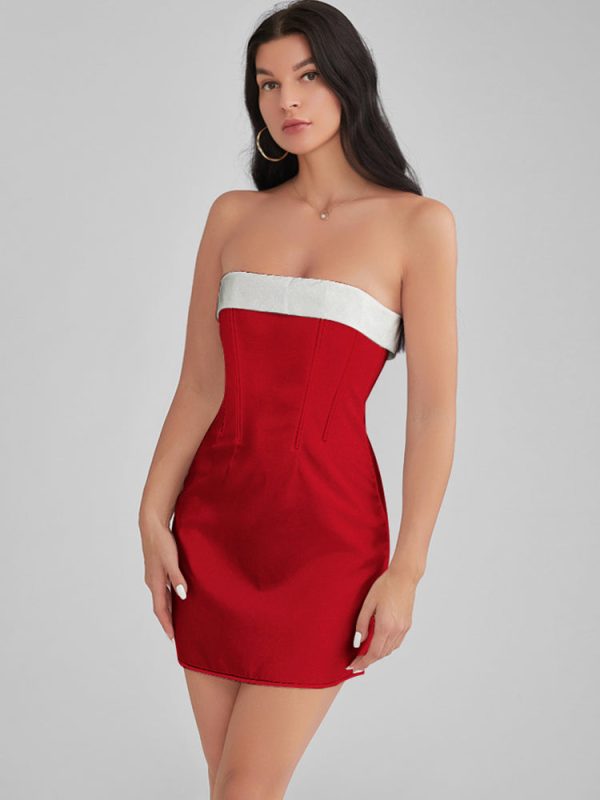 PASADENA Red Strapless Corset Mini Dress PASADENA Red Strapless Corset Mini Dress