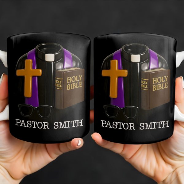 Pastor, Cross, Glasses and Holy Bible - Personalized Custom Coffee Mug - FTH054_MG Pastor, Cross, Glasses and Holy Bible - Personalized Custom Coffee Mug - FTH054_MG