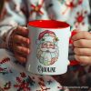 Patchwork Santa Claus Personalized Mug, Retro Christmas Holiday Gift with Custom Name Patchwork Santa Claus Personalized Mug, Retro Christmas Holiday Gift with Custom Name