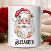 Patchwork Santa Claus Personalized Mug, Retro Christmas Holiday Gift with Custom Name Patchwork Santa Claus Personalized Mug, Retro Christmas Holiday Gift with Custom Name