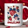 Patriotic Boho Strawberries Bouquet Personalized Mug, 4th of July Gift with Custom Name Patriotic Boho Strawberries Bouquet Personalized Mug, 4th of July Gift with Custom Name