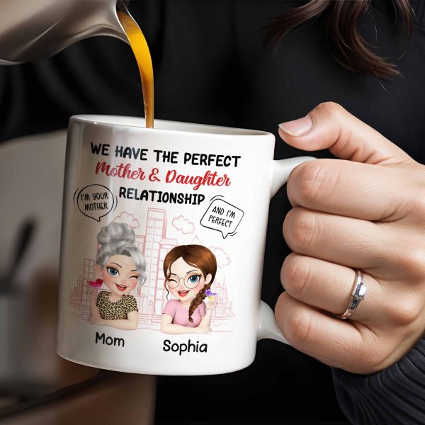 Perfect Mother & Daughter Relationship, Cityscape Design - Personalized Custom Coffee Mug - MOM141_MG