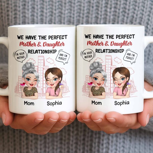 Perfect Mother & Daughter Relationship, Cityscape Design - Personalized Custom Coffee Mug - MOM141_MG