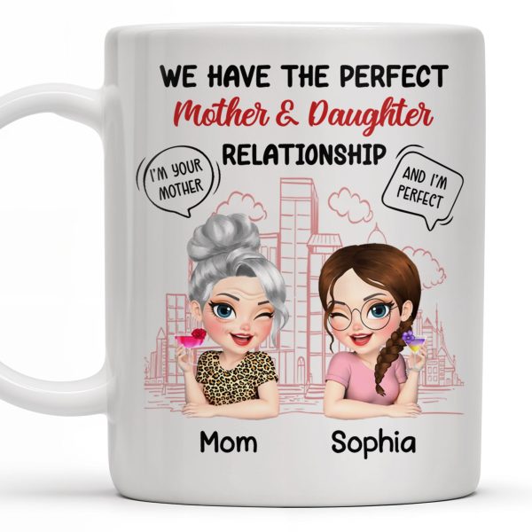 Perfect Mother & Daughter Relationship, Cityscape Design - Personalized Custom Coffee Mug - MOM141_MG
