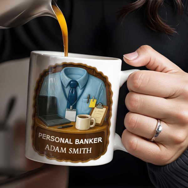 Personal Banker Coffee Mug With Shirt And Tie - Personalized Custom Coffee Mug - OFW014_MG