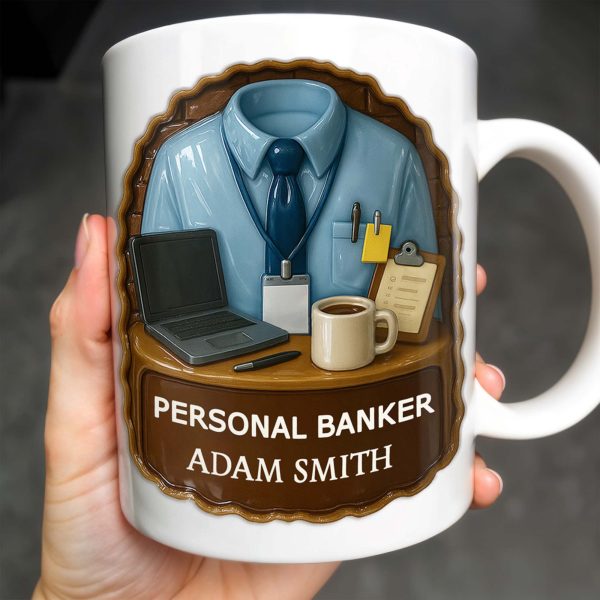 Personal Banker Coffee Mug With Shirt And Tie - Personalized Custom Coffee Mug - OFW014_MG