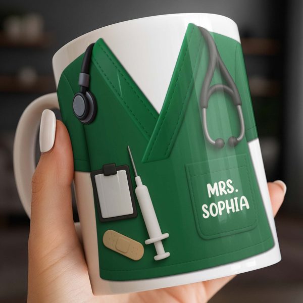 Personalize with Classic Nurse Themes, Stethoscope and Uniform - Personalized Custom Coffee Mug - MOM134_MG
