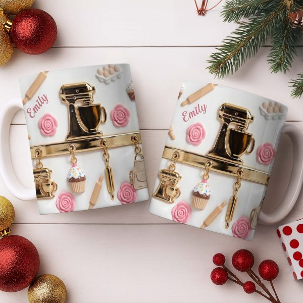 Personalize With Favorite Kitchen Gadgets And Flowers - Personalized Custom Coffee Mug - HOB034_MG