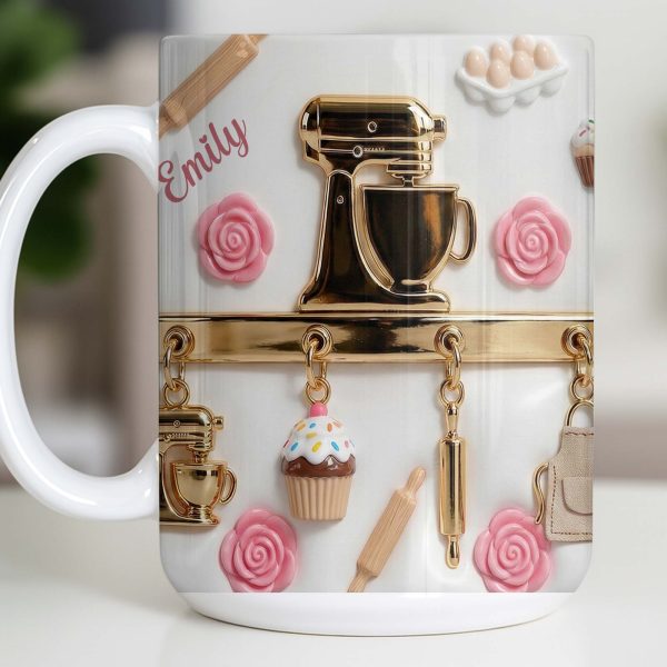 Personalize With Favorite Kitchen Gadgets And Flowers - Personalized Custom Coffee Mug - HOB034_MG