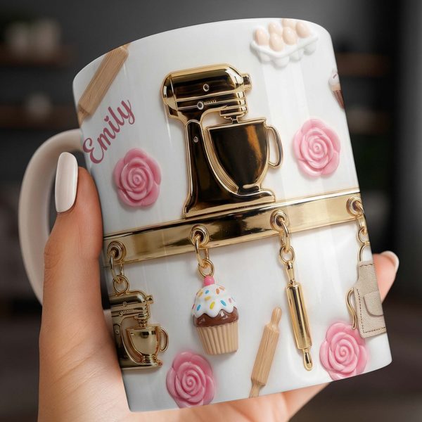 Personalize With Favorite Kitchen Gadgets And Flowers - Personalized Custom Coffee Mug - HOB034_MG