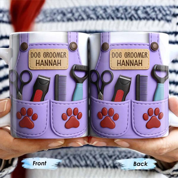 Personalize With Your Name, Paw Prints And Grooming Tools - Personalized Custom Coffee Mug - DOG066_MG Personalize With Your Name, Paw Prints And Grooming Tools - Personalized Custom Coffee Mug - DOG066_MG