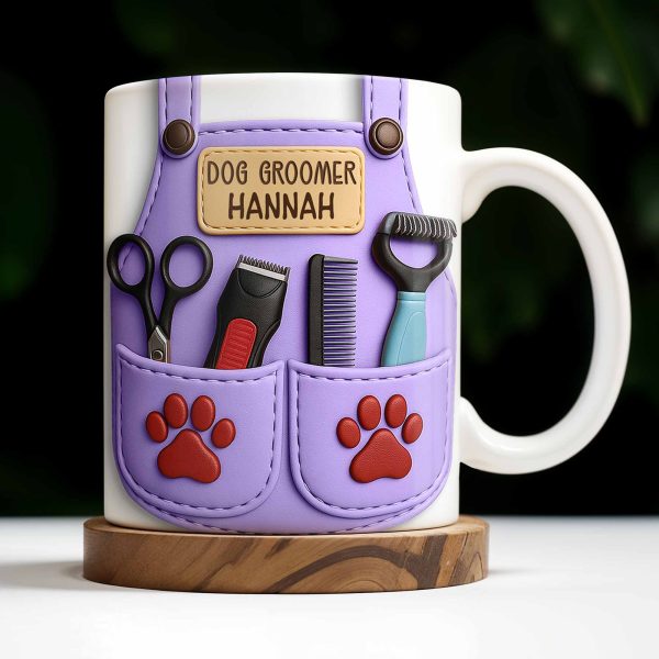 Personalize With Your Name, Paw Prints And Grooming Tools - Personalized Custom Coffee Mug - DOG066_MG Personalize With Your Name, Paw Prints And Grooming Tools - Personalized Custom Coffee Mug - DOG066_MG
