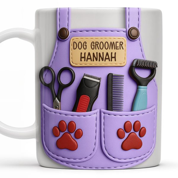 Personalize With Your Name, Paw Prints And Grooming Tools - Personalized Custom Coffee Mug - DOG066_MG Personalize With Your Name, Paw Prints And Grooming Tools - Personalized Custom Coffee Mug - DOG066_MG