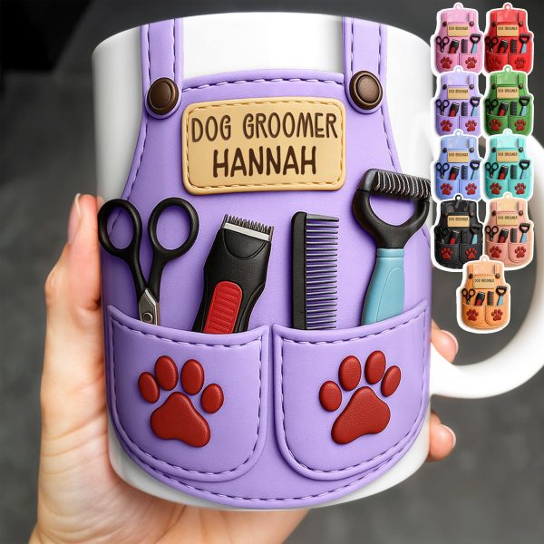 Personalize With Your Name, Paw Prints And Grooming Tools - Personalized Custom Coffee Mug - DOG066_MG Personalize With Your Name, Paw Prints And Grooming Tools - Personalized Custom Coffee Mug - DOG066_MG
