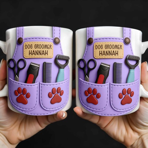 Personalize With Your Name, Paw Prints And Grooming Tools - Personalized Custom Coffee Mug - DOG066_MG Personalize With Your Name, Paw Prints And Grooming Tools - Personalized Custom Coffee Mug - DOG066_MG
