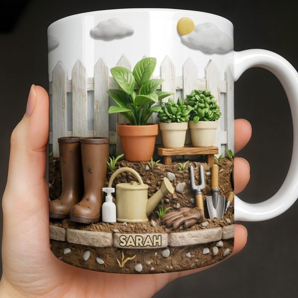 Personalize With Your Name, Plants And Gardening Tools - Personalized Custom Coffee Mug - GAR033_MG Personalize With Your Name, Plants And Gardening Tools - Personalized Custom Coffee Mug - GAR033_MG