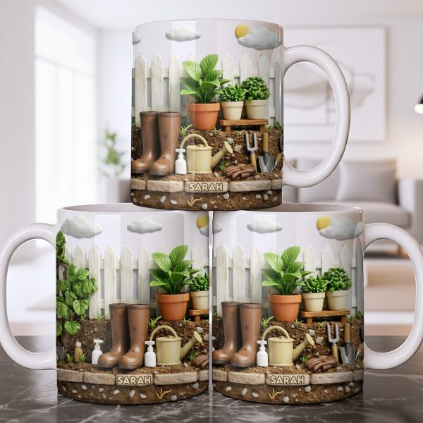 Personalize With Your Name, Plants And Gardening Tools - Personalized Custom Coffee Mug - GAR033_MG Personalize With Your Name, Plants And Gardening Tools - Personalized Custom Coffee Mug - GAR033_MG