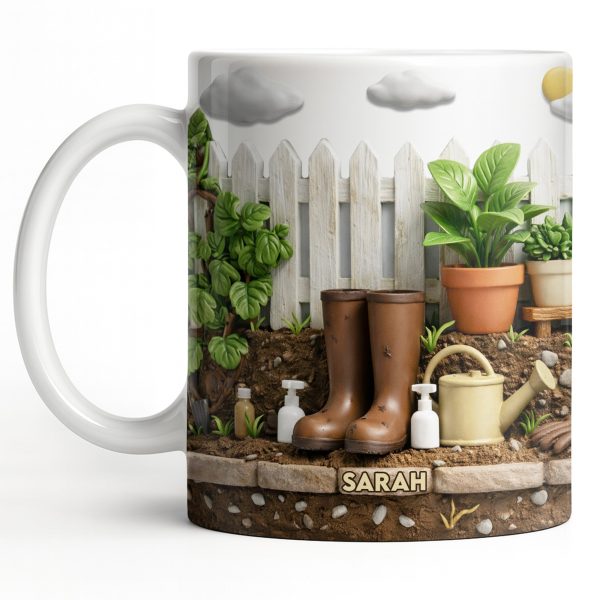 Personalize With Your Name, Plants And Gardening Tools - Personalized Custom Coffee Mug - GAR033_MG Personalize With Your Name, Plants And Gardening Tools - Personalized Custom Coffee Mug - GAR033_MG