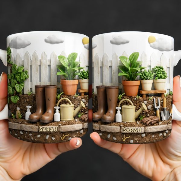 Personalize With Your Name, Plants And Gardening Tools - Personalized Custom Coffee Mug - GAR033_MG Personalize With Your Name, Plants And Gardening Tools - Personalized Custom Coffee Mug - GAR033_MG