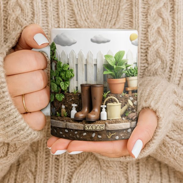 Personalize With Your Name, Plants And Gardening Tools - Personalized Custom Coffee Mug - GAR033_MG Personalize With Your Name, Plants And Gardening Tools - Personalized Custom Coffee Mug - GAR033_MG