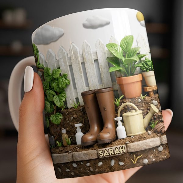 Personalize With Your Name, Plants And Gardening Tools - Personalized Custom Coffee Mug - GAR033_MG Personalize With Your Name, Plants And Gardening Tools - Personalized Custom Coffee Mug - GAR033_MG