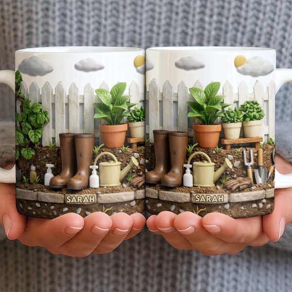 Personalize With Your Name, Plants And Gardening Tools - Personalized Custom Coffee Mug - GAR033_MG Personalize With Your Name, Plants And Gardening Tools - Personalized Custom Coffee Mug - GAR033_MG