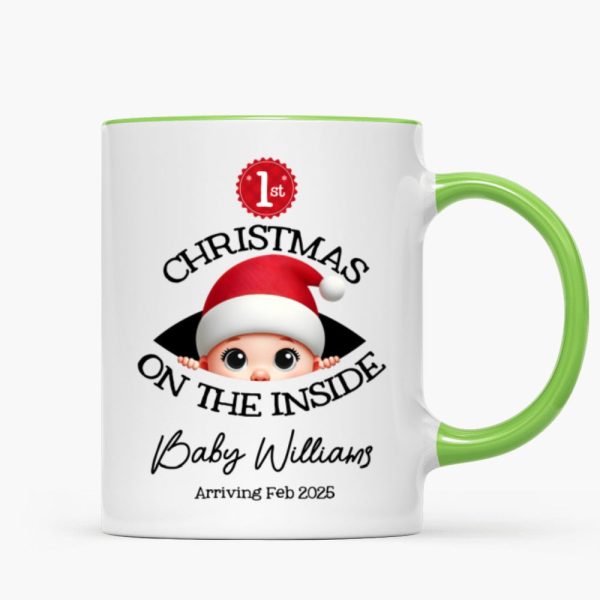 Personalized Baby's First Christmas On the Inside Mug, Custom Pregnancy Reveal Mug, Expecting Parents
